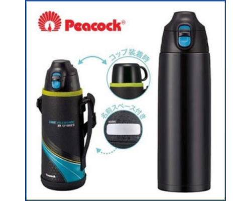 Термос Peacock ASG-W100ABK черный в чехле 2 крышки